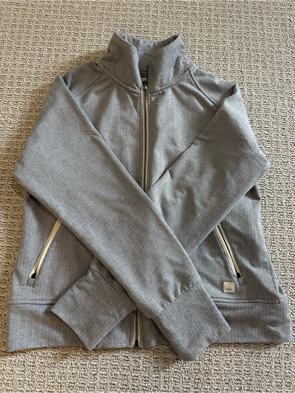 Vuori The Rise The Shine Women's Full Zip Herringbone Jacket Grey Size L